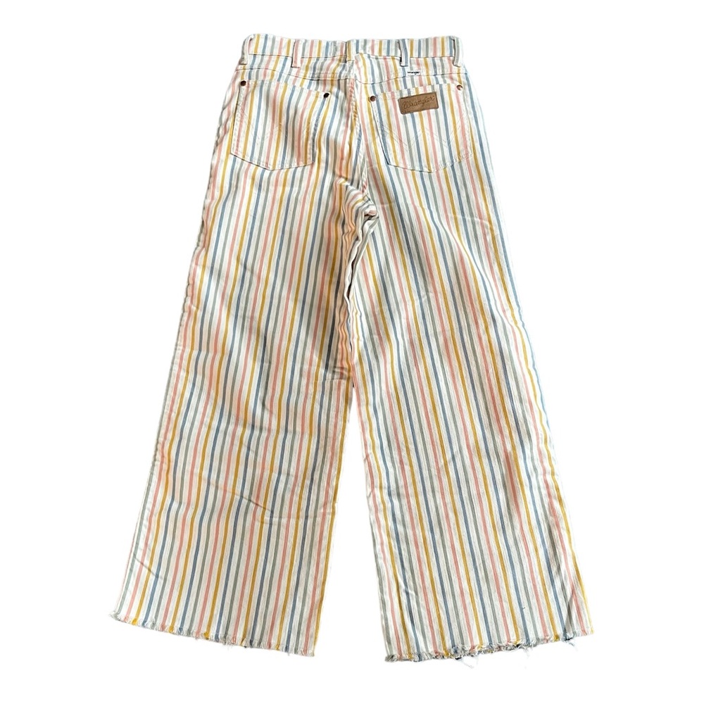 Wrangler Wide leg stripe jeans pant Worldwide Crop white pink green size 28